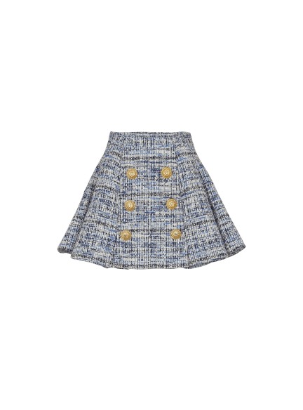 Pleated flared tweed skirt