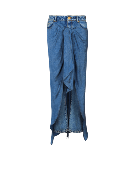Jeans mit drapiertem Rock