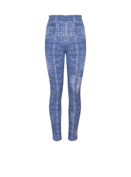 Jacquard knit leggings with denim effect