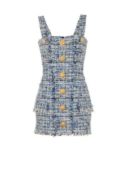 Short tweed dress with straps 