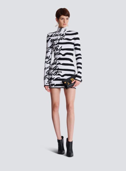 Striped "Love Letter" jacquard knit dress
