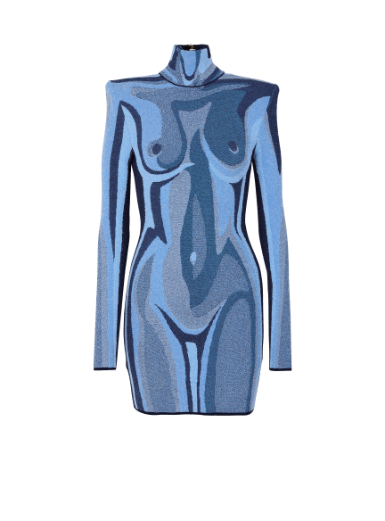 Jacquard knit dress with body motif