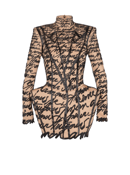 “ラブレター”刺繍 ペプラム ショートドレス