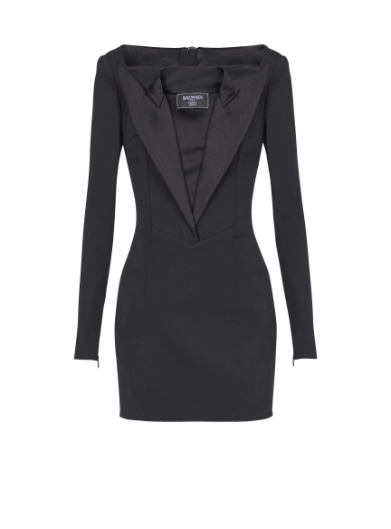 Open neck double-collar tailored mini dress