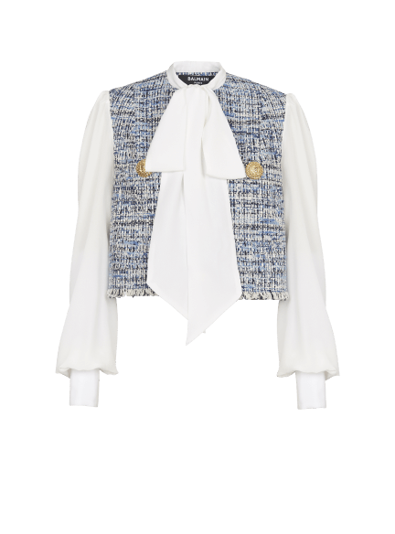 Tweed cropped jacket with pockets