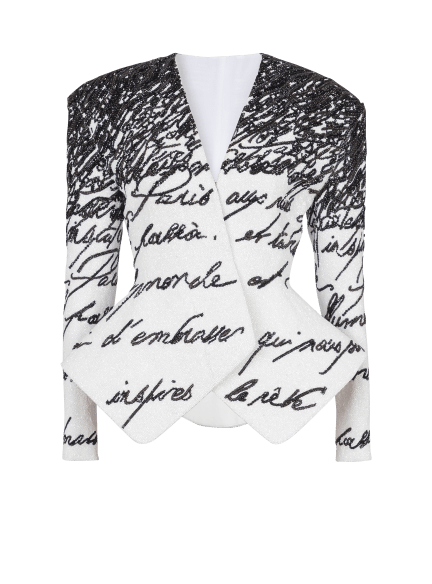 Long-sleeve love letter embroidered basque jacket
