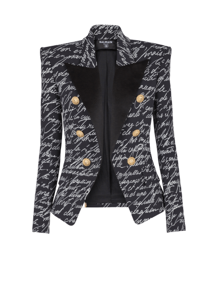 6-button jacket with "Love Letter" print