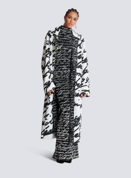 Long reversible coat with "Love Letter" print