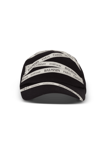 Cotton cap with Balmain ribbon motif