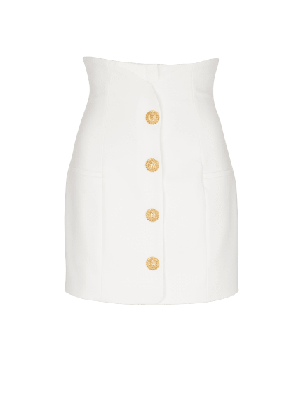 Double crepe tulip skirt with buttons
