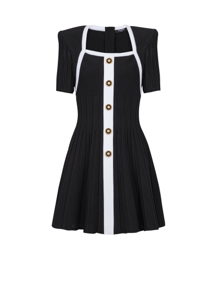 Two-tone A-line knit dress