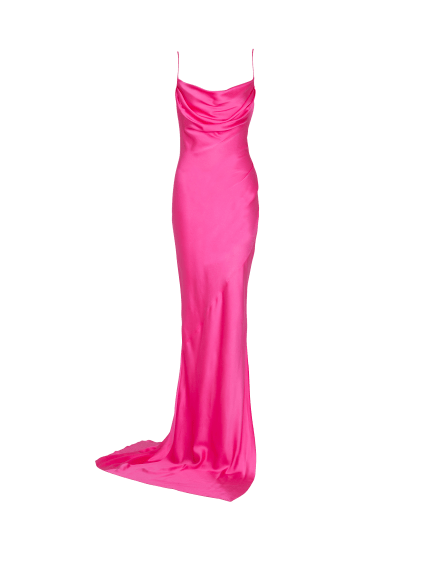 Draped satin slit dress