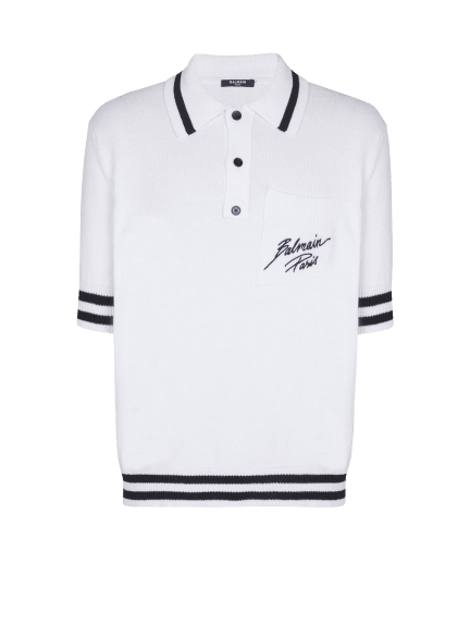 Balmain Paris Logo Cotton Knit Polo