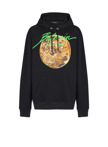 Printed Balmain Universe logo and planet hoodie