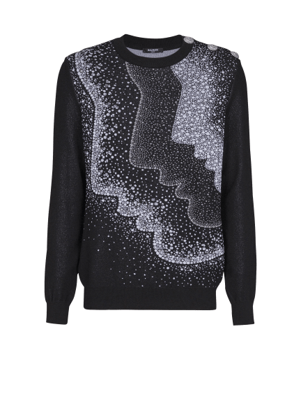 Faces Jacquard Buttoned Knit Sweater