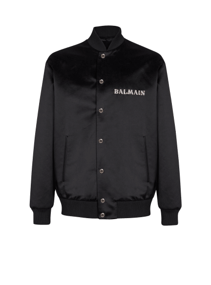 Satin bomber jacket with Balmain Galaxy embroidery