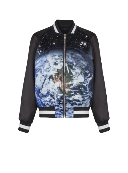 Printed Earth and Stars bomber jacket