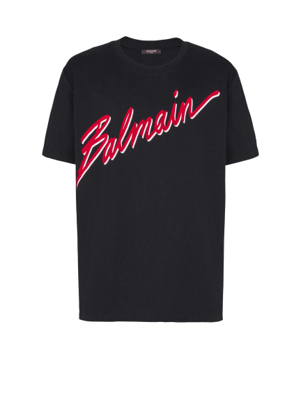 T-Shirt mit beflocktem Balmain Lettre