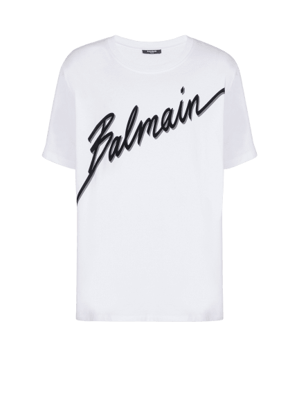 T-Shirt mit beflocktem Balmain Lettre