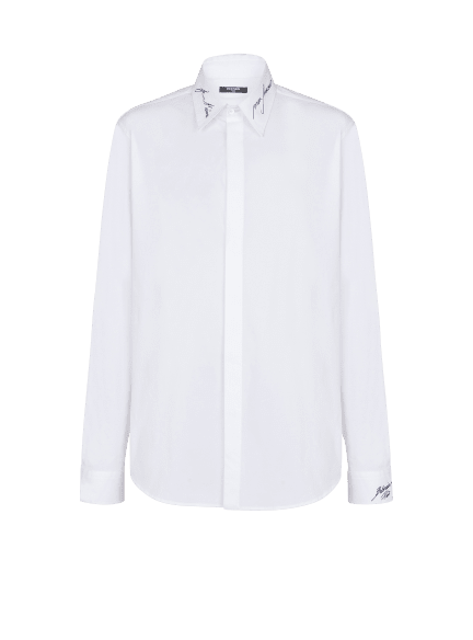 Poplin shirt with embroidered collar