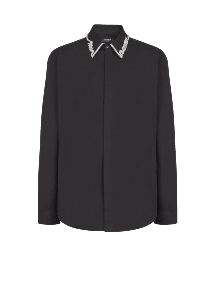 Poplin shirt with embroidered "Love Letter" collar