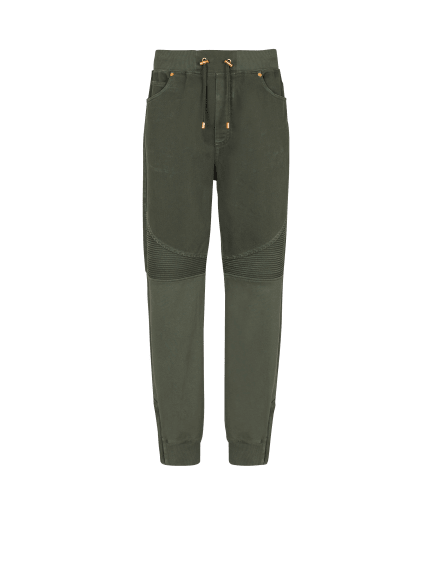 Loose-fit denim and jersey jeans