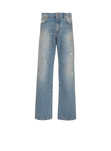 Lockere Jeans in blauer Waschung