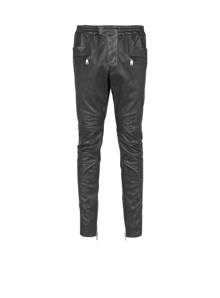 Quilted Slouch Leather Biker Pants