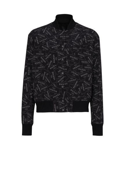 Printed Balmain label bomber jacket