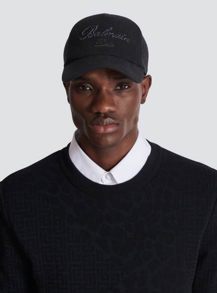 Cotton baseball cap with Balmain Signature embroidery