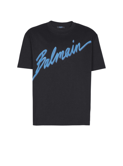 T-Shirt mit beflocktem Balmain Lettre