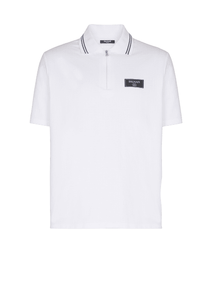 Monogrammed polo shirt with Balmain Couture label