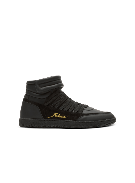 Mid-Top-Sneakers Balmain Swan mit Schnürsenkeln aus Leder 