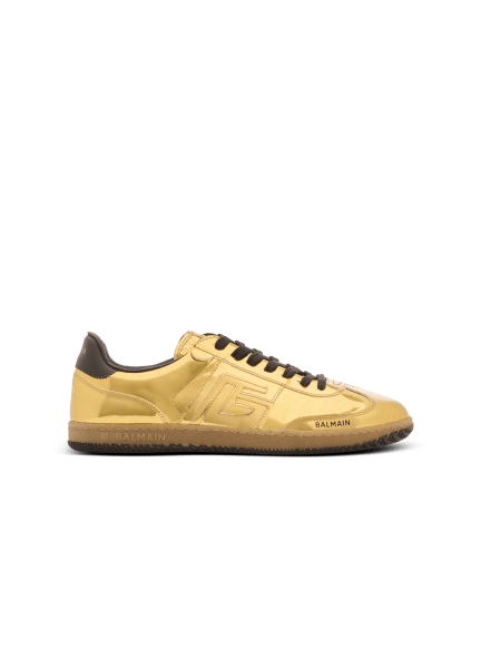 미러 이팩트 가죽 소재 Balmain Swan 스니커즈