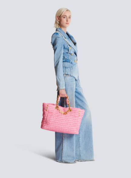 1945 Soft tote in tweed-effect raffia