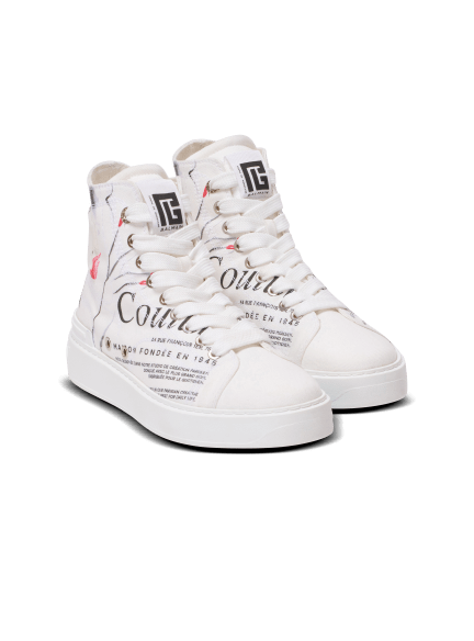 B-Court high-top trainers with Balmain Beauty print