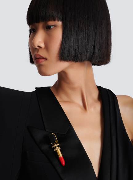 Brass Lipstick brooch