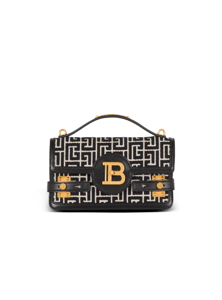 B-Buzz Shoulder 24 bag in calfskin and PB jacquard canvas