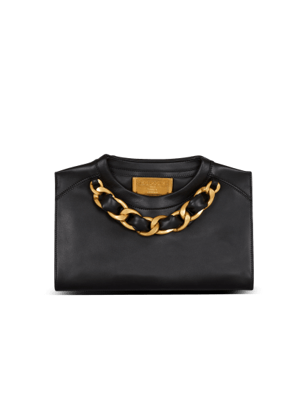 Crewneck zipped calfskin pouch