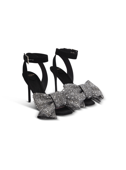 Suede Ruby heels with rhinestone bows