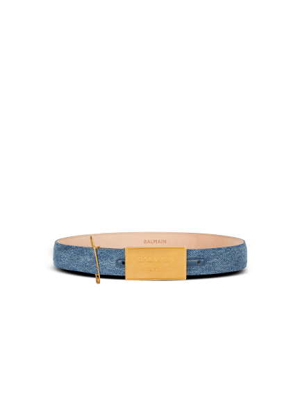 Denim belt with safety pin