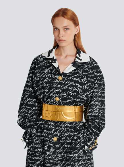 Brass belt with jeans effect