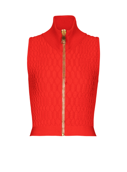 Sleeveless crocodile-knit top