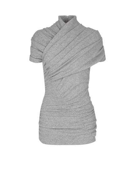 Draped cotton knit top