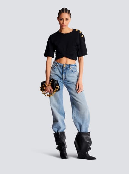 Cropped tie T-shirt