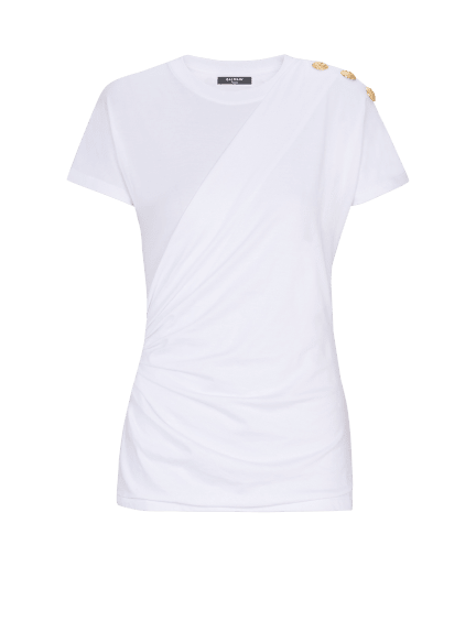 Short-sleeved draped jersey T-shirt