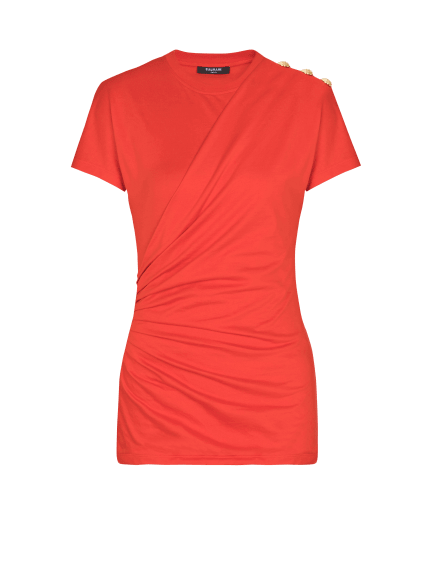 Short-sleeved draped jersey T-shirt