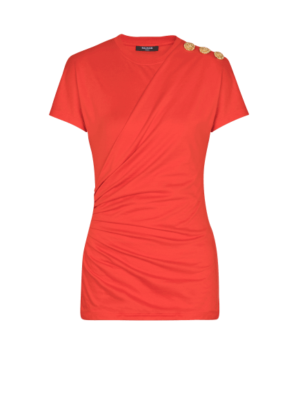 Short-sleeved draped jersey T-shirt