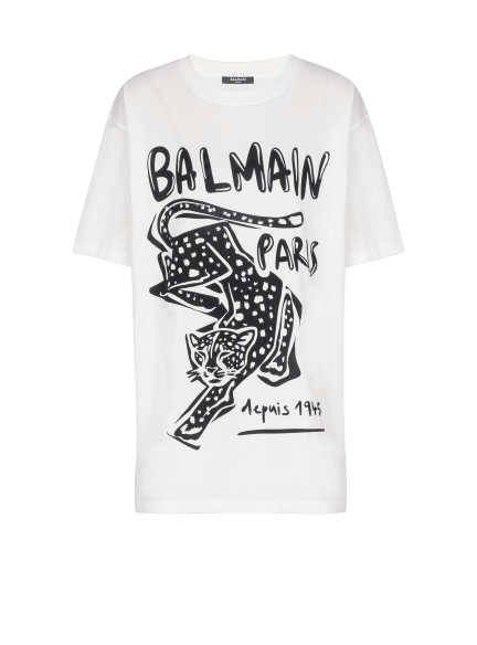 Short-sleeved T-shirt with leopard print