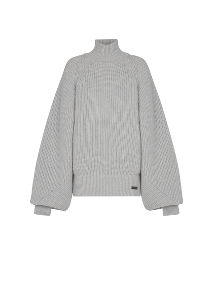 High-neck ribbed knit jumper